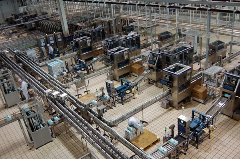production line with machines